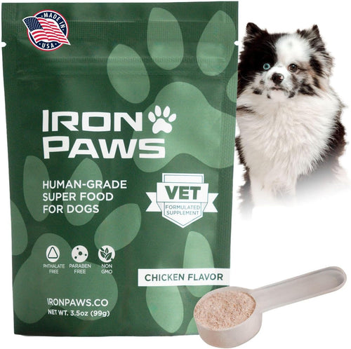 Iron Paws Human-Grade Superfood For Dogs, Premium Greens Powder Supplement For Dental Health, Longevity