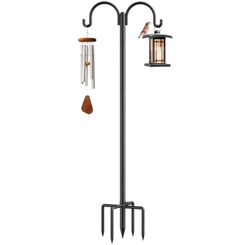 Relx Bird Feeder Pole - Adjustable Double Shepherds Hooks for Bird Feeder with 5 Prong Base - 76 Inch Heavy Du - view 2