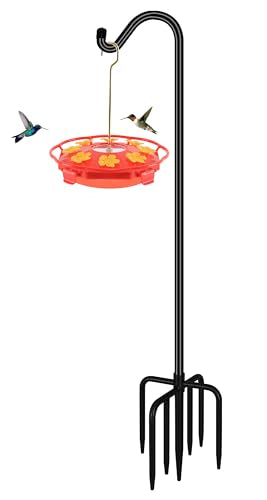 FEED GARDEN 76'' Bird Feeder Pole, Heavy Duty Shepherds Hooks for Outdoor with 7-Prong Base, Adjustable Shephe - view 2