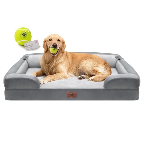 Extra Large Dog Bed, Orthopedic XL Washable Memory Foam Bed for Big Dogs Waterproof Pet Couch Sofa Bolster wit - view 2