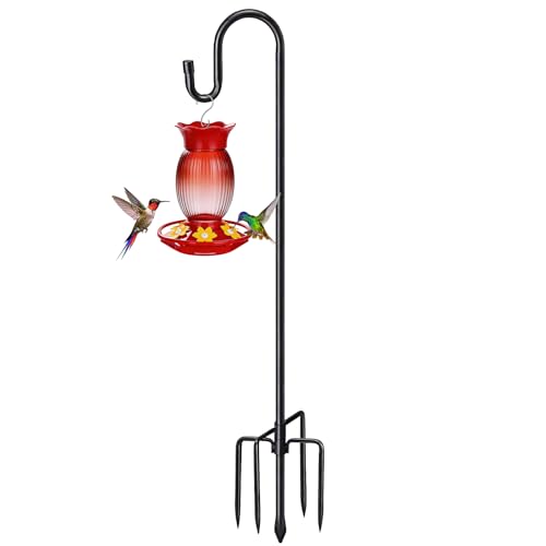 COCONUT 78" Heavy Duty Shepherds Hooks for Outdoor, Bird Feeder Pole with 5 Prong Base, Adjustable Height Shep - view 2