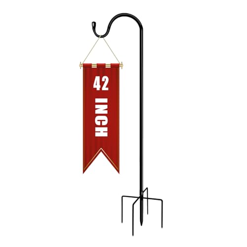 Shepherds Hooks for Outdoor 42 Inch Garden Bird Feeder Pole with 5 Prongs Base Adjustable for Hanging Flower B - view 2