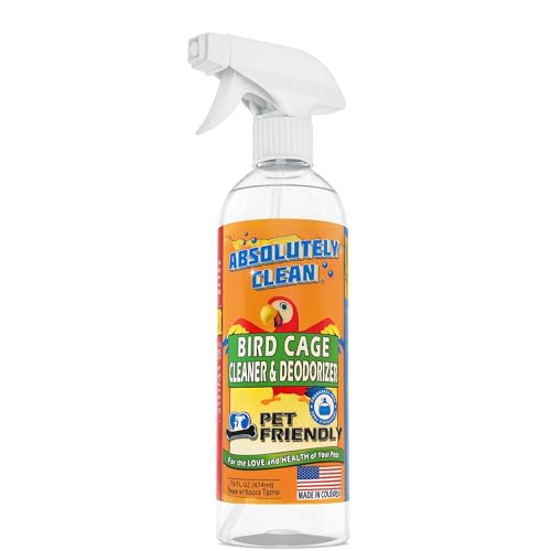 Absolutely Clean Amazing Bird Cage Cleaner and Deodorizer - Just Spray/Wipe - Safely & Easily Removes Bird Mes