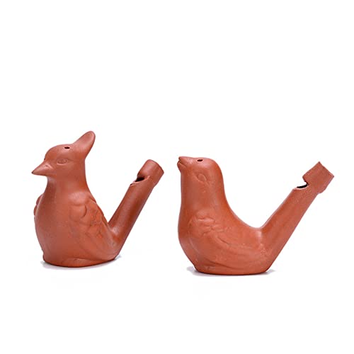 2Pcs Bird Water Whistles, Funny Ceramic Water Whistles, Warbler BirdWhistles Noise Makers, Purple Clay Pottery