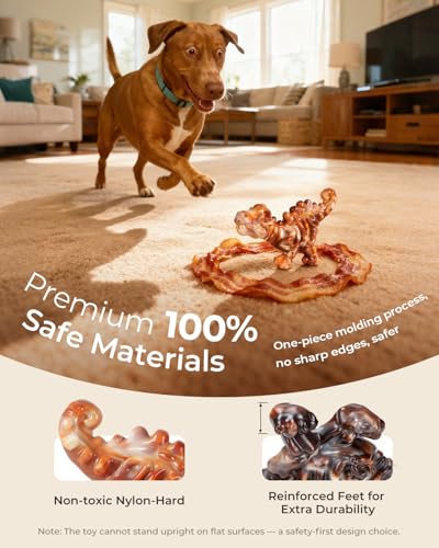 2 Pack Indestructible Dog Chew Toys for Aggressive Chewers: Ultra-Dense Nylon, Bacon Flavor Chew Bones, Heavy  - view 4