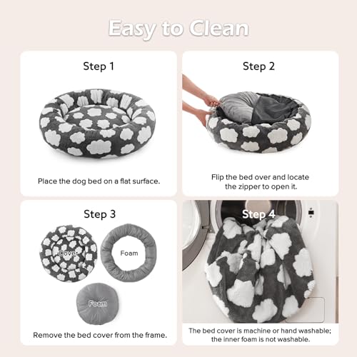 JOEJOY Donut Dog Bed Medium Size Dog, Cute Round Calming Pet Bed with Removable Washable Cover, Orthopedic Pup - view 6