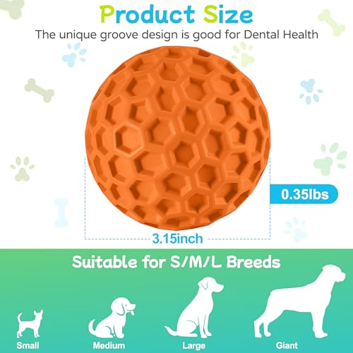havit Indestructible Squeaky Dog Balls for Aggressive Chewers, Interactive Dog Toys to Keep Them Busy, Rubber  - view 3