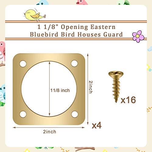 4 Pieces Metal Bird House Guard with Copper Portal Bird House Replacement for Eastern Bluebird Birdhouses(1 1/ - view 3