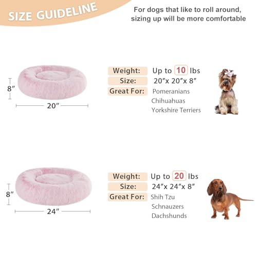 WNPETHOME Calming Dog Bed Cat Bed Donut, Faux Fur Pet Bed Self-Warming Donut Cuddler, Comfortable Round Plush  - view 6