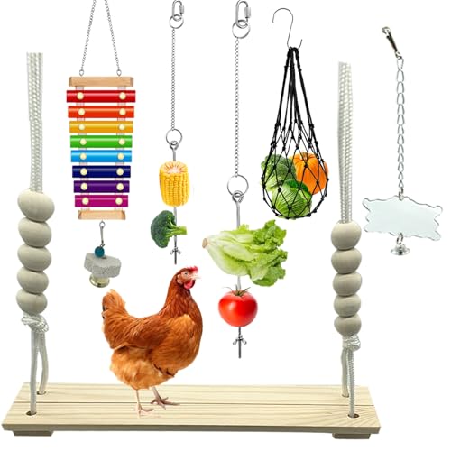 6 Packs Chicken Toys for Coop Accessries, Chicken Swing Toys for Chicken Hens, Chicken Xylophone Toys and Mirr - view 2