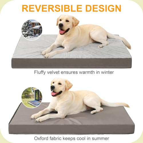 KSIIA Orthopedic Dog Bed Dog Crate Bed Waterproof for Large Dogs Deluxe Plush Washable Pet Mat with Egg Crate  - view 5