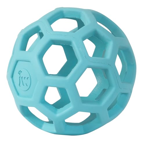 JW Pet HOL-ee Roller™, Dog Toy Puzzle Ball, Natural Rubber, Large (5.5” Inch Diameter), Blue - view 3