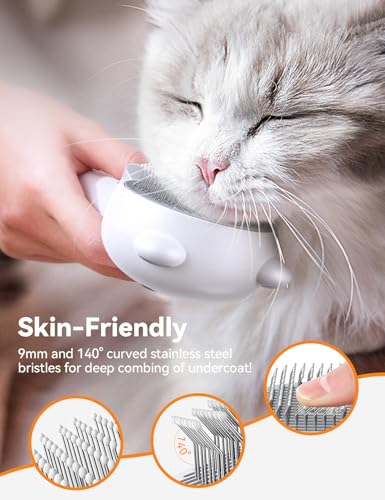 Cat Steam Brush, Brushes for Indoor Cats with Release Button, Dual Speed Spray USB Rechargeable Grooming Suppl - view 4