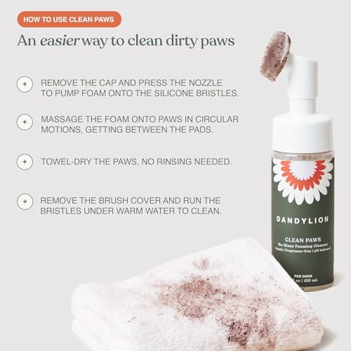 Dandylion Dog Paw Cleaner, Clean Paws, Dog Paw Washer, No Rinse Foam Cleaner for Dogs, Fragrance Free pH Balan - view 6
