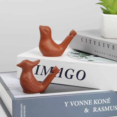 2Pcs Bird Water Whistles, Funny Ceramic Water Whistles, Warbler BirdWhistles Noise Makers, Purple Clay Pottery - view 2