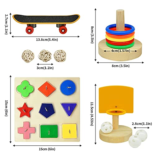 Bird Toys for Parakeets,5pcs Parrot Toys Set (Include Basketball Hop,Skateboard,Stacking,Parrot Wooden Block P - view 4