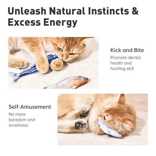 Petgravity Bite-Sized Realistic Flopping Fish Cat Toys, 3 Pack, Interactive Cat Toys for All Breeds, Tap-Activ - view 7