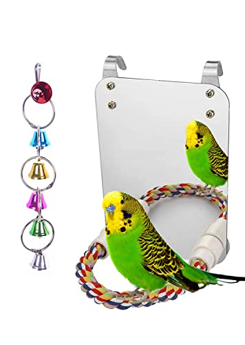 7" Bird Mirror with Rope Perch Bird Toys Swing, Comfy Perch for Greys s Parakeet Cockatiel Conure Lovebirds Fi - view 2