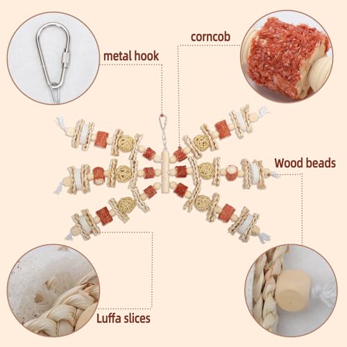 Bird Toys that is 17.5 Inches in Length, Parrot Toy Designed for Chewing Features Natural Corn cob and Loofah  - view 7