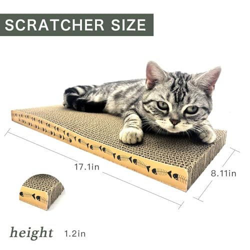 Cat Scratcher Cardboard Scratching Pads Scratch Lounge Bed with Catnip 3PCS Reversible Corrugated Cardboard wi - view 4
