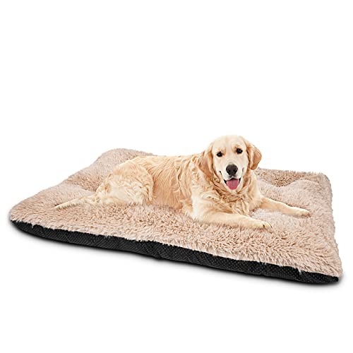 JOEJOY Large Dog Bed Crate Pad, Deluxe Plush Washable Dog Beds Fulffy Soft Kennel Pad Anti-Slip Pet Sleeping M - view 2