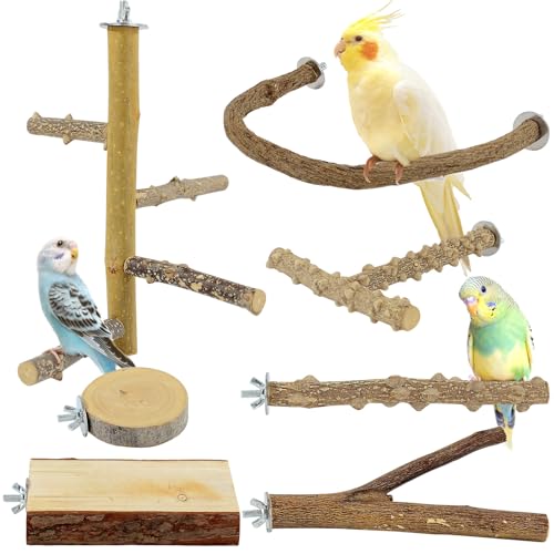 7PCS Natural Wood Bird Perches for Cage, Bird Parrot Parakeet Perch Stand, Bird Parakeet Cage Accessories, for - view 2