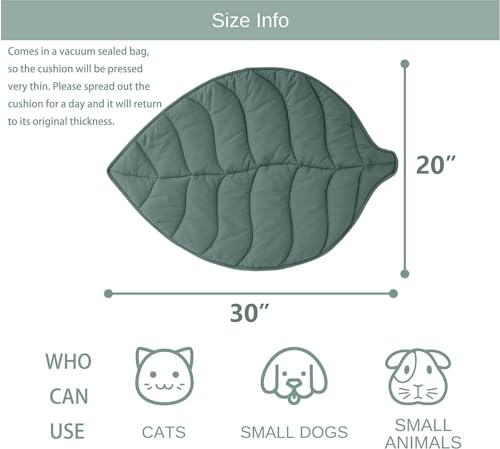 30 X 20 Inch Leaf Shaped Cotton Cat Bed Pad, Warming Cat Mat, Pet Warming Pad for Cats, Warmer Mat for Feral a - view 3