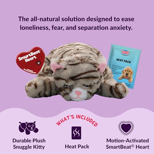 Snuggle Kitty Heartbeat Cat Toy for Kittens and Cats with Real-Feel Pulse and Heat Pack, Calming Sleep Aid for - view 4