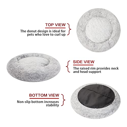Bedfolks Calming Donut Dog Bed, 36 Inches Round Fluffy for Large Dogs, Anti-Anxiety Plush, Machine Washable (D - view 5