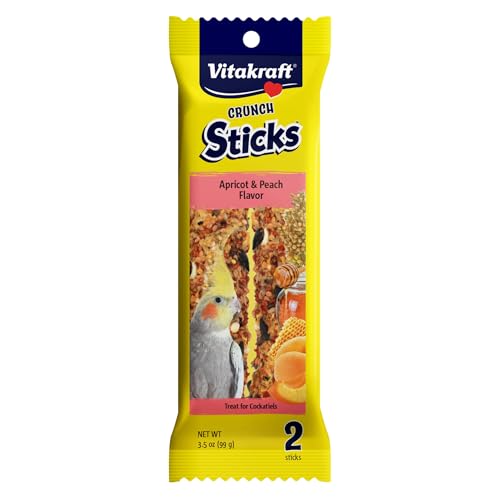 Vitakraft Crunch Sticks Cockatiel Treat Apricot Peach Flavor - Triple Baked Long Lasting Bird Treats with Natu - view 2