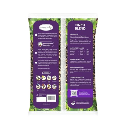 Happy Wings Finch Blend Bird Food - Mix of Sunflower Hearts/Kernels and Nyjer, 5 Pounds - No Grow Seed - For W - view 4