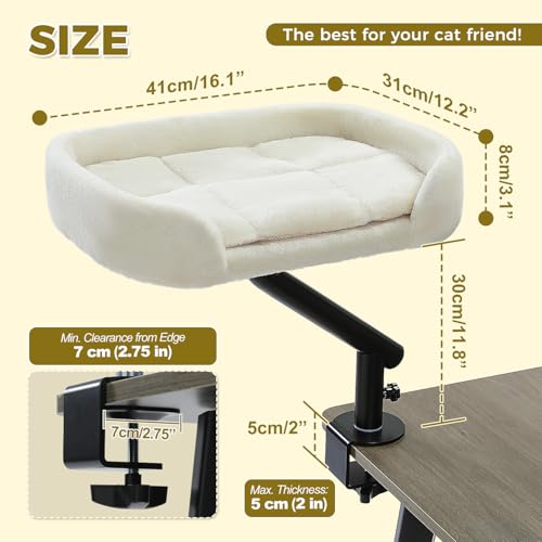 PAWZ Road Cat Desk Bed for Indoor Cats, Cat Bed for Desk Supports Up to 50 lbs, 360° Rotation & Adjustable, Ne - view 3
