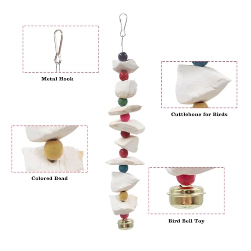 2 Pack Bird Toys with Cuttlebone, Parakeet Toys, Bird Beak Grinding Stone, Cage Accessories for Parakeets, Cut - view 4