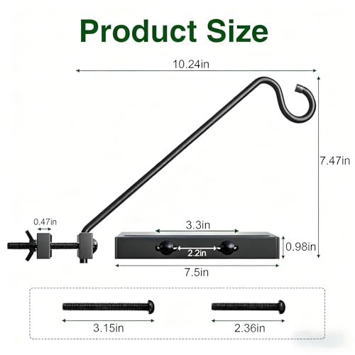 12-Inch Deck Bird Feeder Hanger for Railing, Outdoor Decor Plant Hanger, Balcony Railing Hook - 22LB Capacity  - view 5