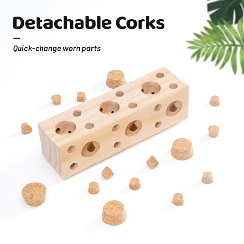 2 Pcs Wooden Bird Chew Toys - 7.9 Inch Hanging Parrot Toys, with 92 Detachable Corks, Relieve Boredom & Anxiet - view 5