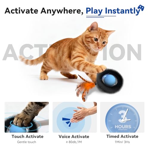 Interactive Cat Toy with Motion Activated Ball & 7-Hole Play Mat, Hide and Seek Exercise Game for Indoor Cats, - view 5
