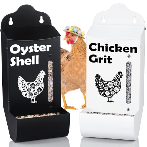 CluckRoots Chicken Grit and Oyster Shell Feeder Combo, No-Spill Weatherproof Heavy-Duty Design, Lift-Off Wall- - view 2