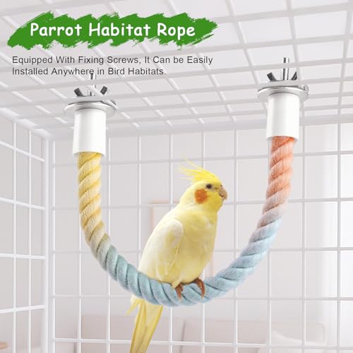 3 Pcs Bird Rope Perches Gradient Color, Bendable Parrot Bird Perch Rope Stand for Cage, Stand Climbing Stand T - view 4
