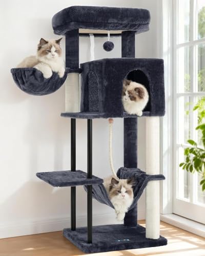 Gitelsnour Cat Tree, Cat Tower for Indoor Cats, 43.3 inch Cat Tree Tower with Sturdy Steel Tube, Hammock, Cat  - view 2