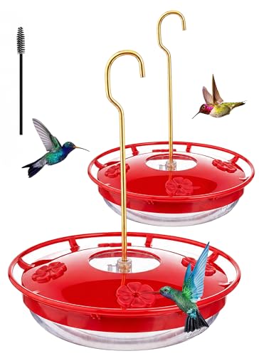 FEED GARDEN Hummingbird Feeders for Outdoors, 2 Pack 16oz Leak-Proof Dish-Style Nectar Feeder Built-in Ant Moa - view 2