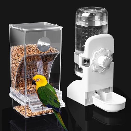 No Mess Bird Feeder Water Dispenser Set, Parakeet Cage Accessories, Bird Feeder and Waterers in Cage for Cocka - view 2