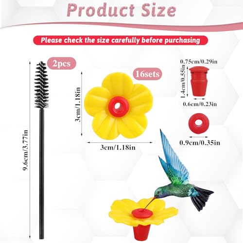 16 Pieces Hummingbird Feeders Replacement Flowers Yellow Pet Replacement Bird Feeder Replacement Parts with 2  - view 3