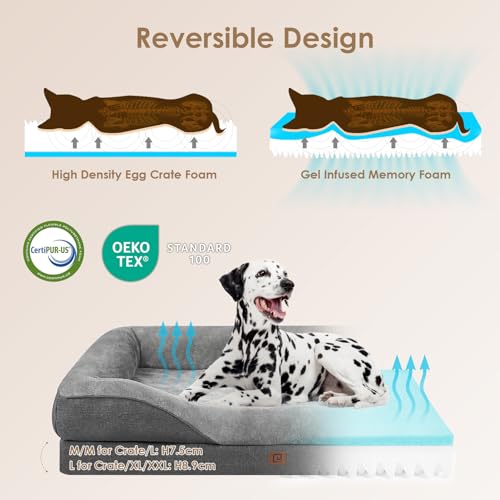 EHEYCIGA Orthopedic XL Dog Bed for Large Sized Dog, 42x30x7.5 Inch Extra Large Memory Foam Dog Couch Bed with  - view 3