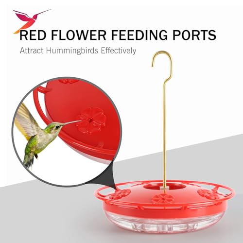 eWonLife 2 Pack Hummingbird Feeders for Outdoors, 16oz Leak-Proof Saucer Humming Bird Feeder with Integrated A - view 4