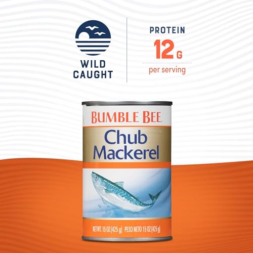 Bumble Bee Chub Mackerel, 15 oz Can (Pack of 12) - Canned Mackerel Fish, High Protein Keto Food, Gluten Free - view 4