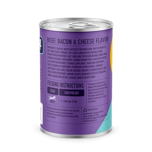 A Strong Heart Wet Dog Food, Beef, Bacon & Cheese Flavor - 13.2 oz Cans (Pack of 12), Made in The USA with Rea - view 4
