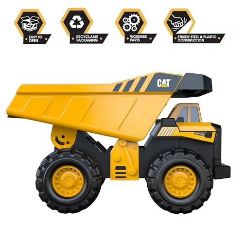 Cat Construction Toys, Steel Dump Truck 16" - Real Steel Body, Working Dump Bed, Oversize All-Terrain Wheels,  - view 3