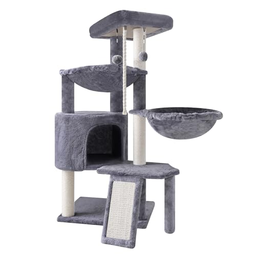 Xin Three Layer Cat Tree with Cat Condo and Two Hammocks,Grey - view 3