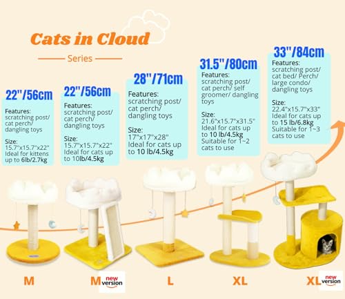 Happi N Pets Cat Tree, Cloud Cat Tower with Soft Bed, Cat Scratching Post & Pad with Larger Perch for Window V - view 4
