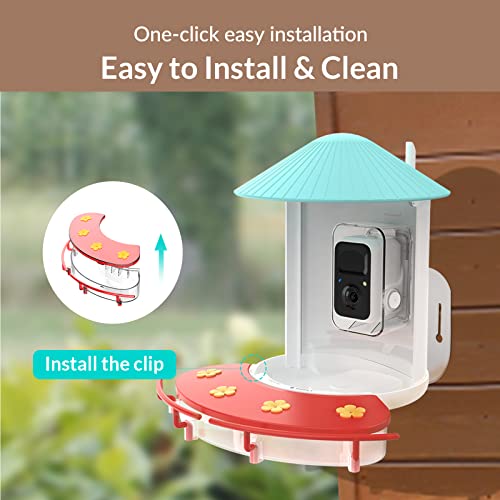 NETVUE Hummingbird Feeder Perch, Compatible with Birdfy, Attract Hummingbirds, 18.3 oz Capacity, 2 in 1 Bird F - view 7